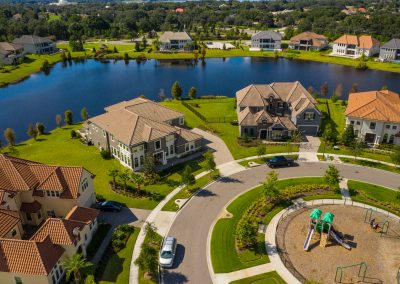 Aerial drone image of luxury homes in Orlando Florida